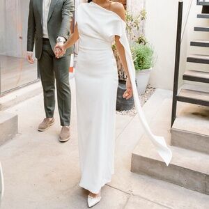 Elegant White One-Shoulder Gown bride bridal